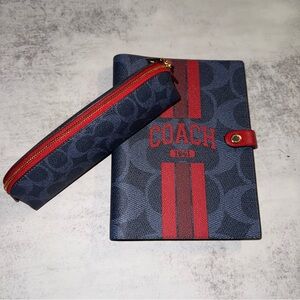 Coach blue denim varsity notebook with pencil case